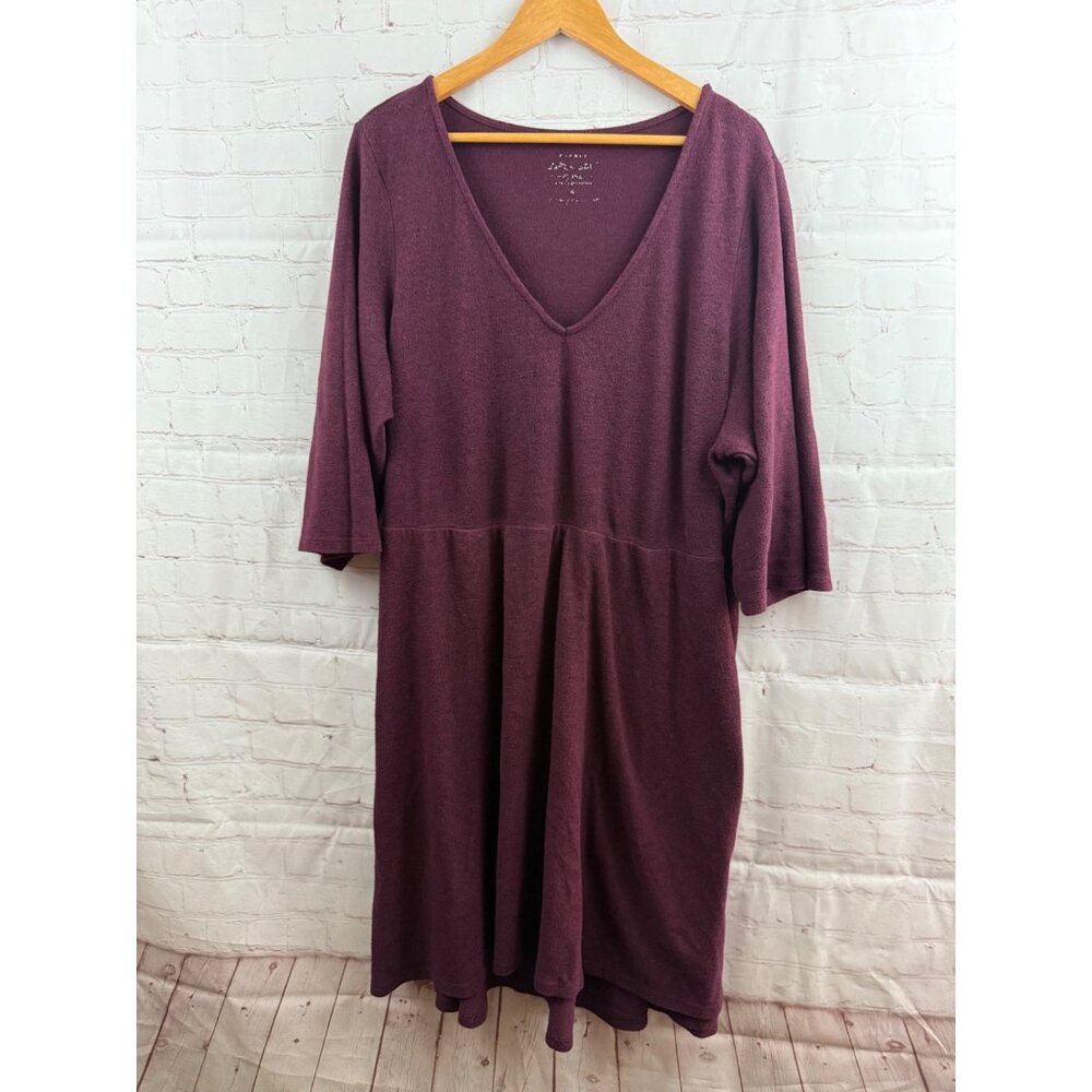Torrid Sweater Dress Womens Plus Size Deep Purple Marled V-Neck Stretchy (READ)